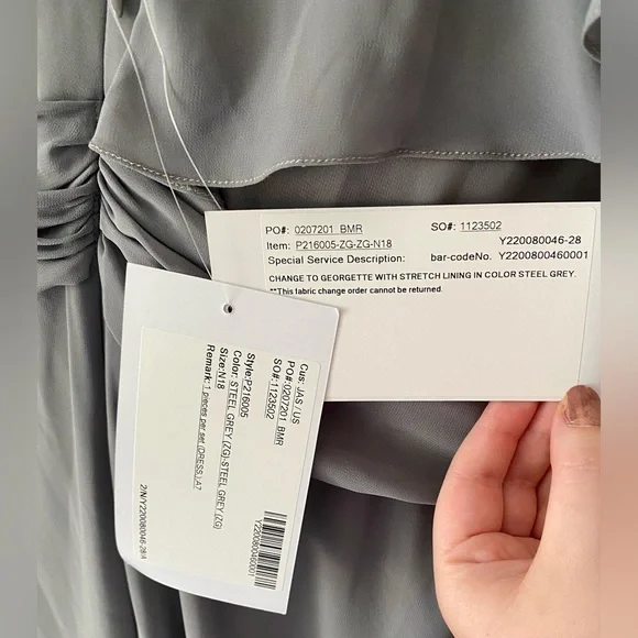 NWT Grey Charolette Chiffon Vneckline Long Dress - Picture 5 of 10